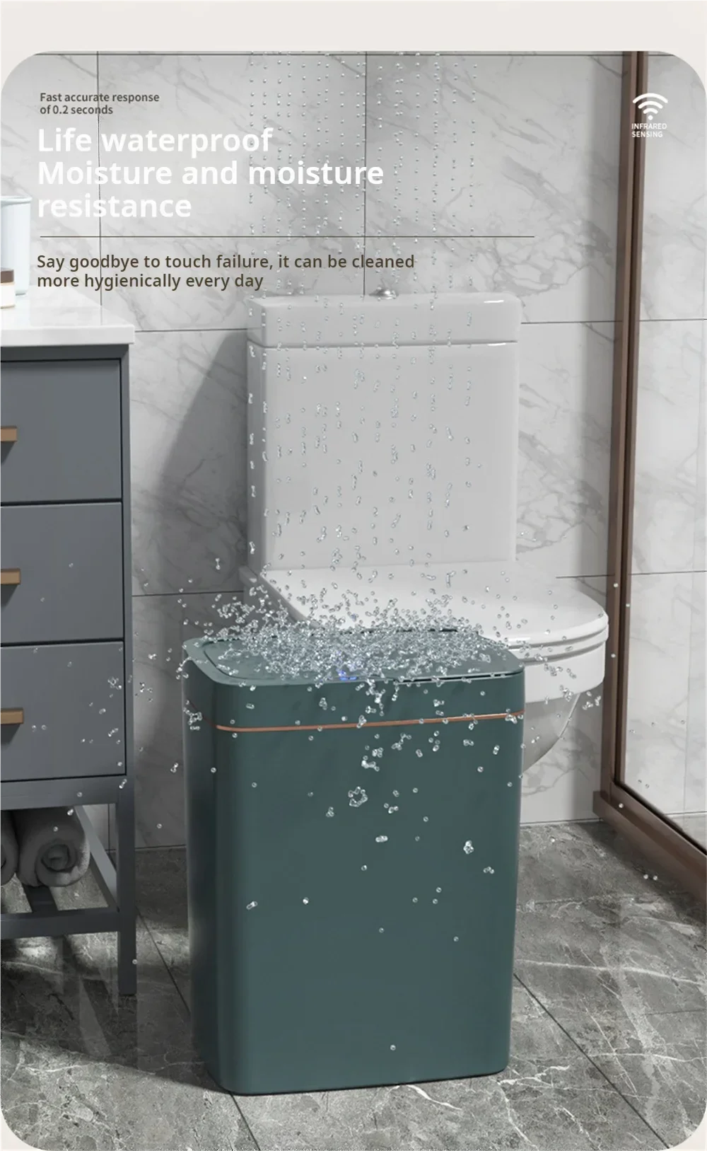 Automatic bagging electronic trash can white non-contact narrow smart sensor trash can smart home 15L smart bathroom trash can