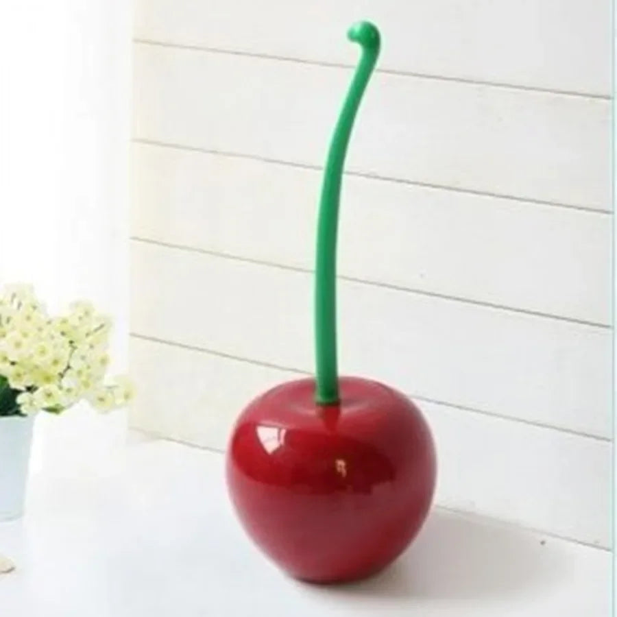 1pc Lovely Cherry Shape Lavatory Toilet Brush Red Toilet Brush Creative  Holder Set Toilet Holder Bathroom Accessories
