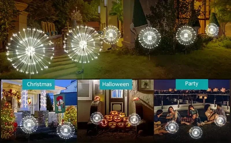1/2/4 Pack Solar Firework Lights Outdoor Garden Solar Light 8 Lighting Mode DIY Starburst Fairy Light Holiday Decorative Lights