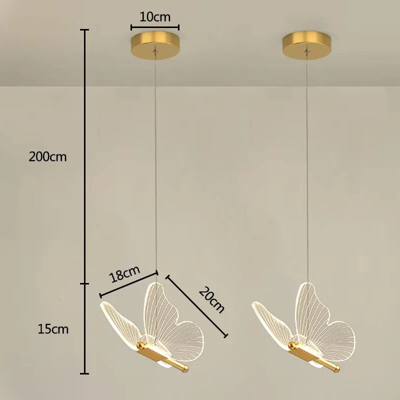 Lustre LED Pendant Light Fixture Butterfly Hanging Lamps For Ceiling Kitchen Bedside Living Room Decor Nordic Pendant Lamp