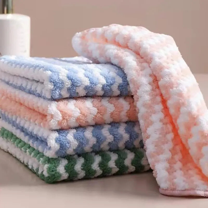 15pcs Coral Fleece Thickened Dish Cloth Does Not Stick To Oil Kitchen Household Absorbs Water Without Shedding Scouring Pad Rag