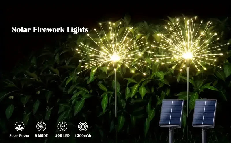 1/2/4 Pack Solar Firework Lights Outdoor Garden Solar Light 8 Lighting Mode DIY Starburst Fairy Light Holiday Decorative Lights