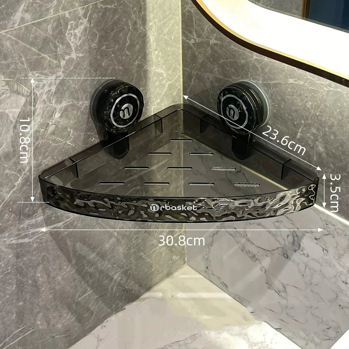 Bathroom Shelf Wall Mount Corner Shower Shelf Suction Cup Shampoo Storage Holder Shower Caddy No Drilling Bathroom Organizer