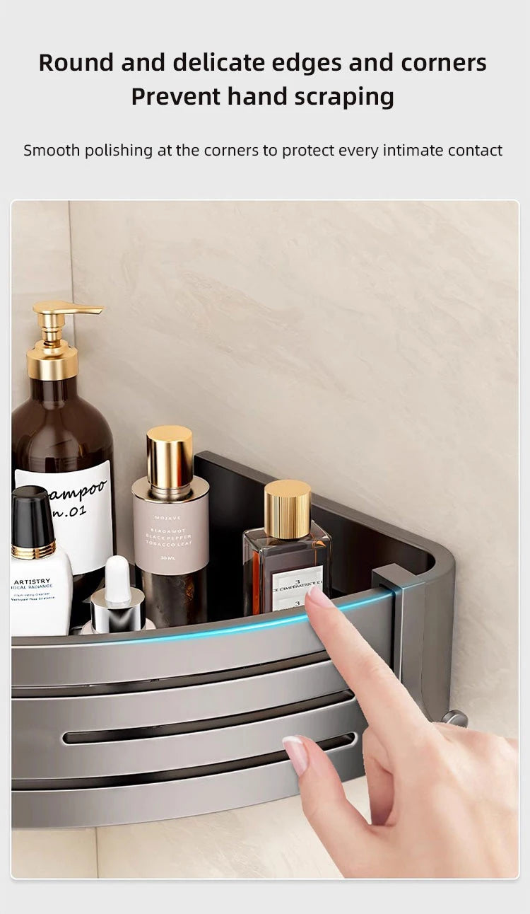 Bathroom Corner Shelf with Plastic Hook Towel Bar