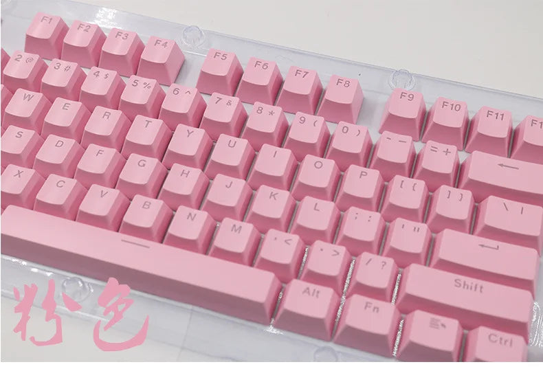 104 Pcs DIY Mechanical Keyboard Keycaps Set OEM Backlit Single Color ABS Pink White Key Cap for 61/87/104 Key Cherry MX Keycap