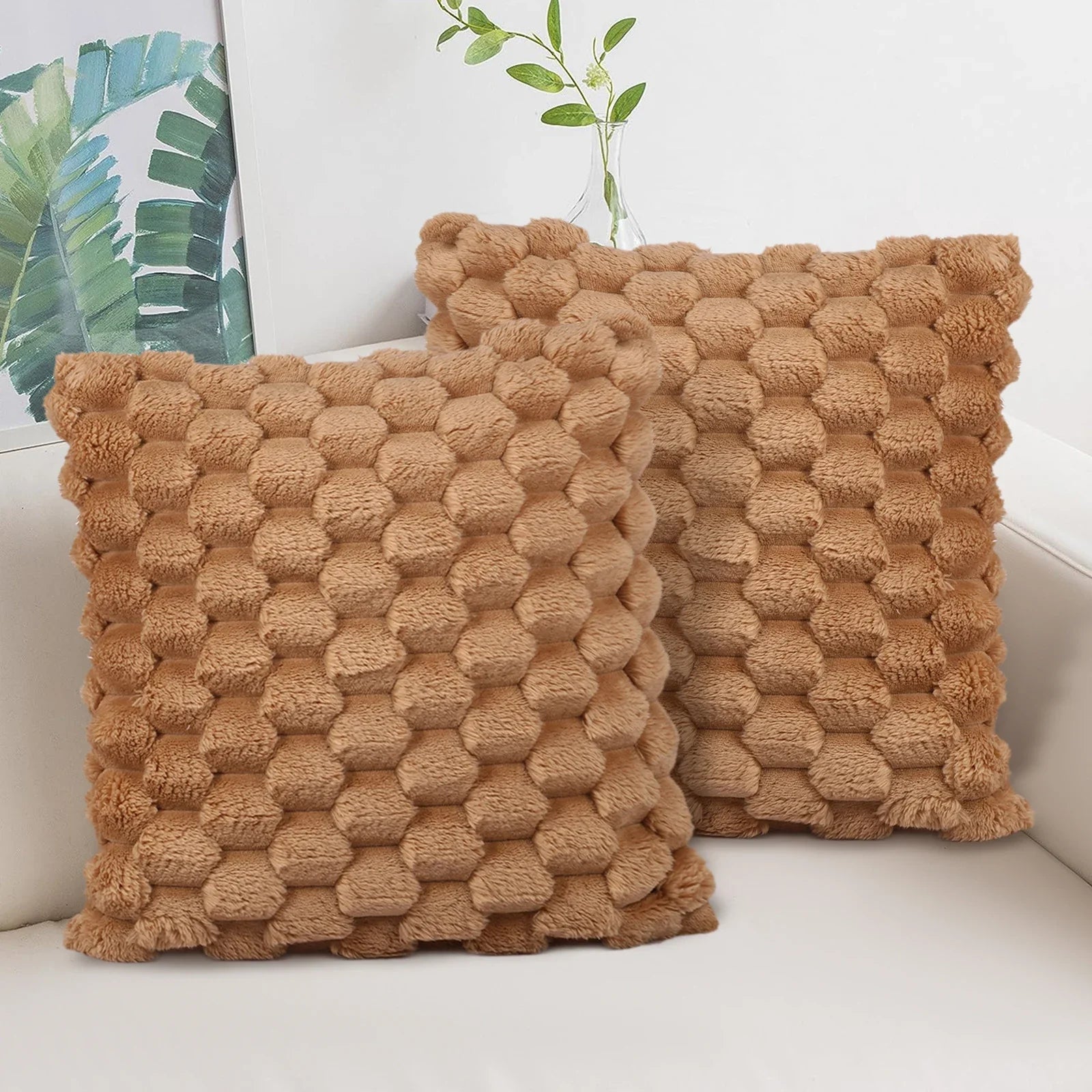 2Pcs Plush Throw Pillow Covers Ultra-Soft Snowflake Velvet Square Cushion Cover Home Decor Comfortable Pillow Cushion Cases