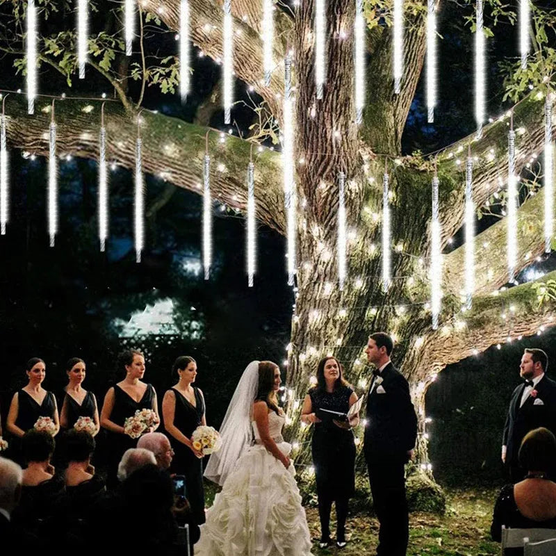 Solar Meteor Shower LED String Lights Holiday Lighting Outdoor Decor Garden Party Christmas Decorations Rain Drop Falling 2024