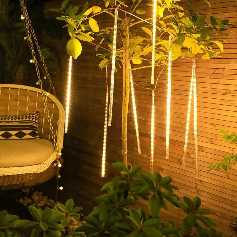 Solar Meteor Shower LED String Lights Holiday Lighting Outdoor Decor Garden Party Christmas Decorations Rain Drop Falling 2024