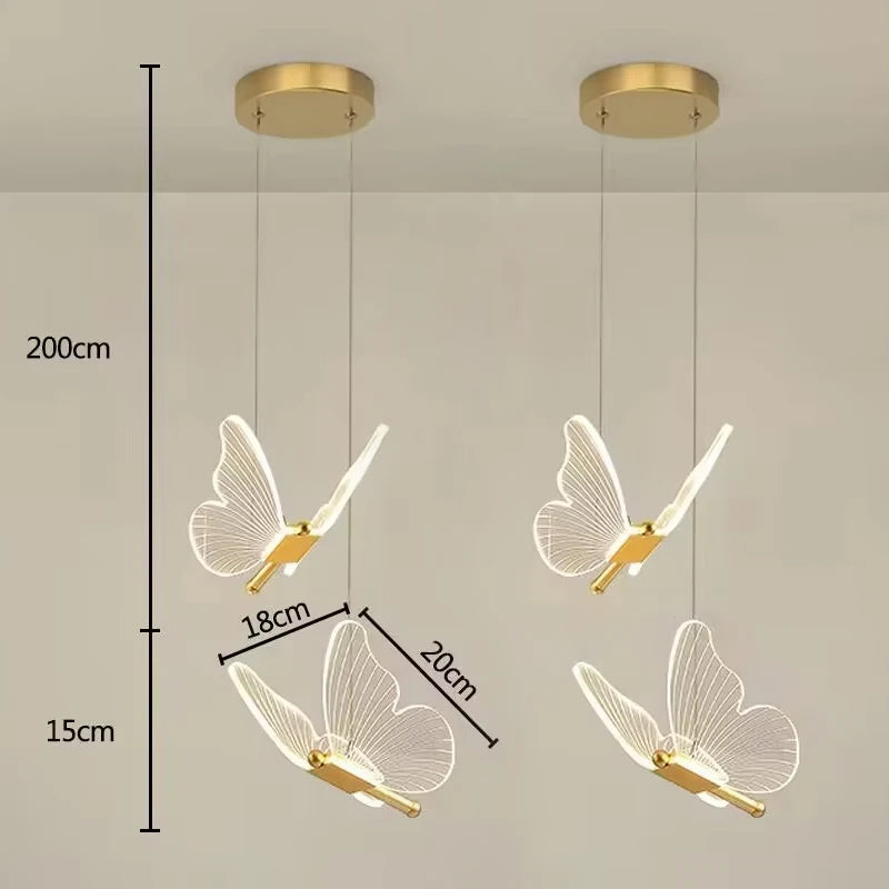 Lustre LED Pendant Light Fixture Butterfly Hanging Lamps For Ceiling Kitchen Bedside Living Room Decor Nordic Pendant Lamp