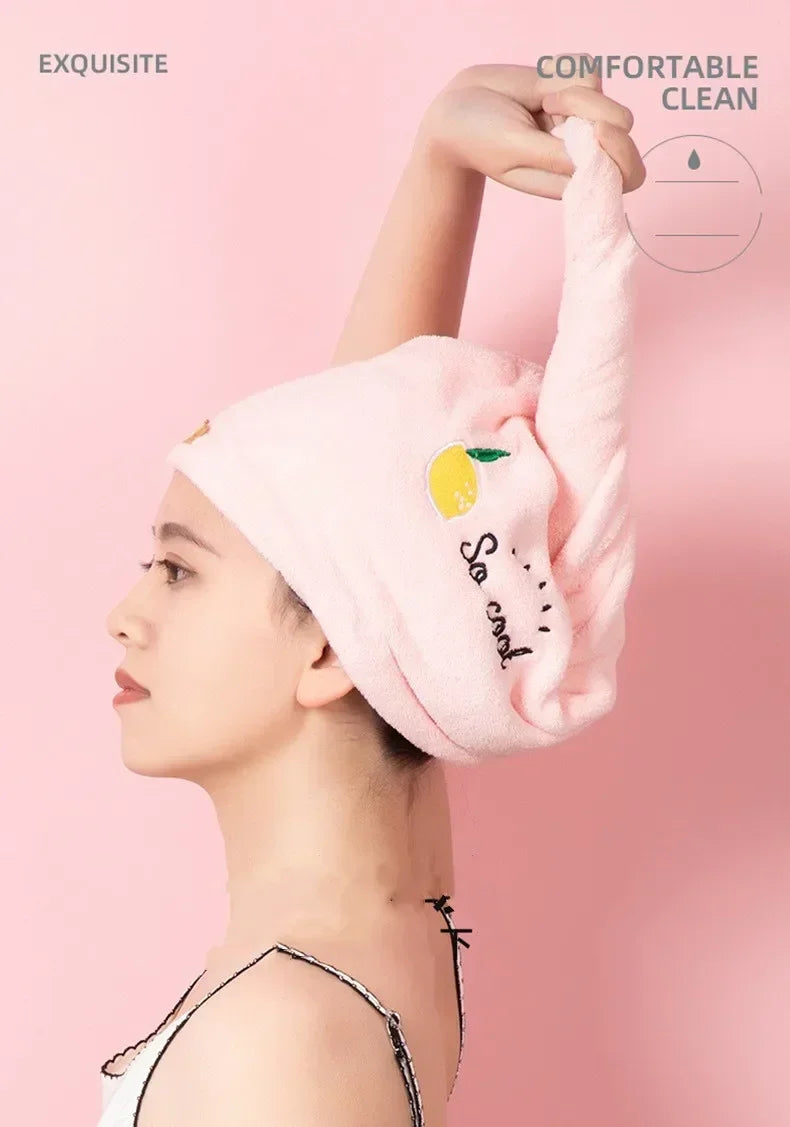 1pc Quickly Dry Hair Hat Super Absorbent Soft Bathroom Women Head Towels Girls Cute Hair Towel Hair Dry Wrap Bonnets