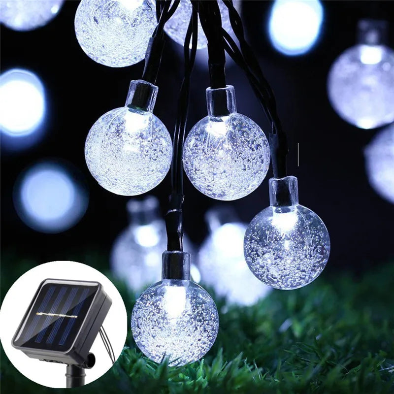 Solar Crystal Globe LED String Lights LED 8 Lighting Modes IP65 Fairy Light Christmas Garland For Garden Party Decor 1pc/2pcs
