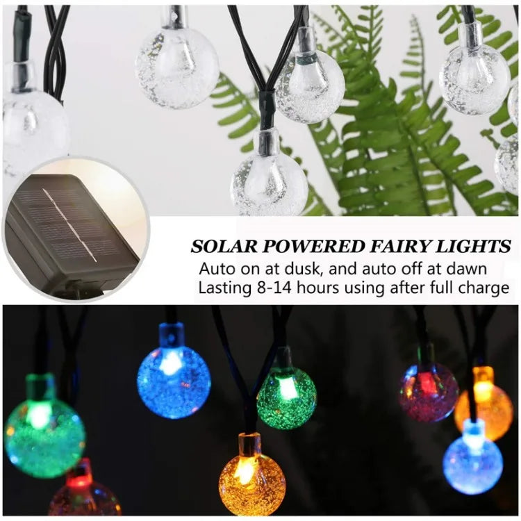 Solar String Lights Outdoor Solar Powered Light Led Crystal Globe Light With 8 Modes Waterproof for Garden Christmas Party Decor