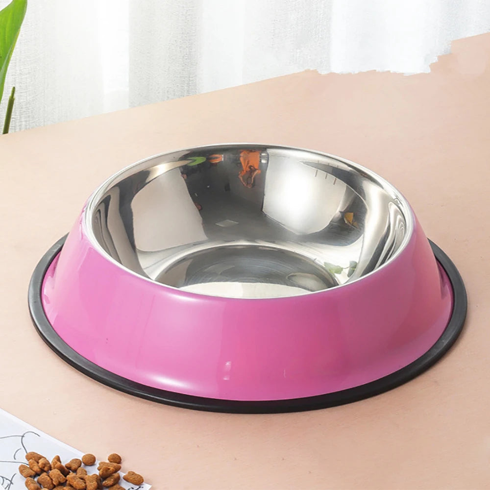 Personalized Custom Name Dog Cat Pet Water Food Bowl Pet Gift Non Slip Rubber Grip Stainless Steel Colored
