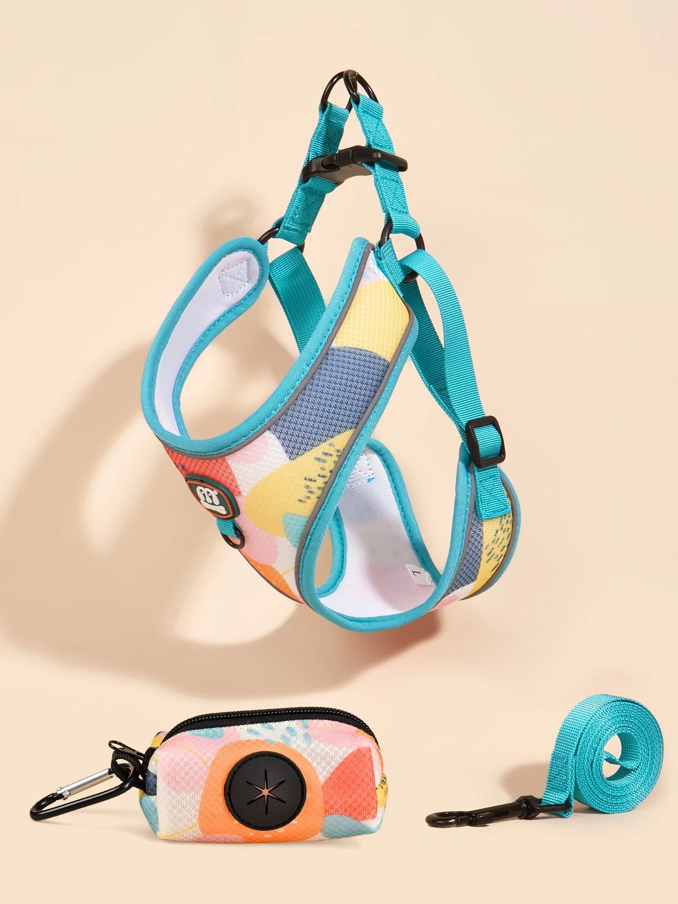 3Pcs/Set Cute Print Adjustable Luxury Design Pet Harness&Leashes&Poop Bag Holder For The Cat And Dog Walking