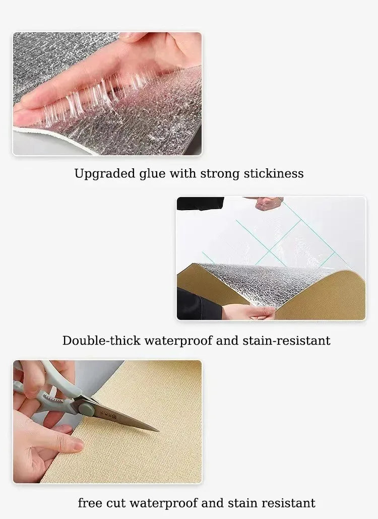 50cmx5m 3D Self-adhesive Wall Wallpaper PVC Thickening Room Flax Waterproof Wall Stickers Kitchen Art Background wall Home Decor
