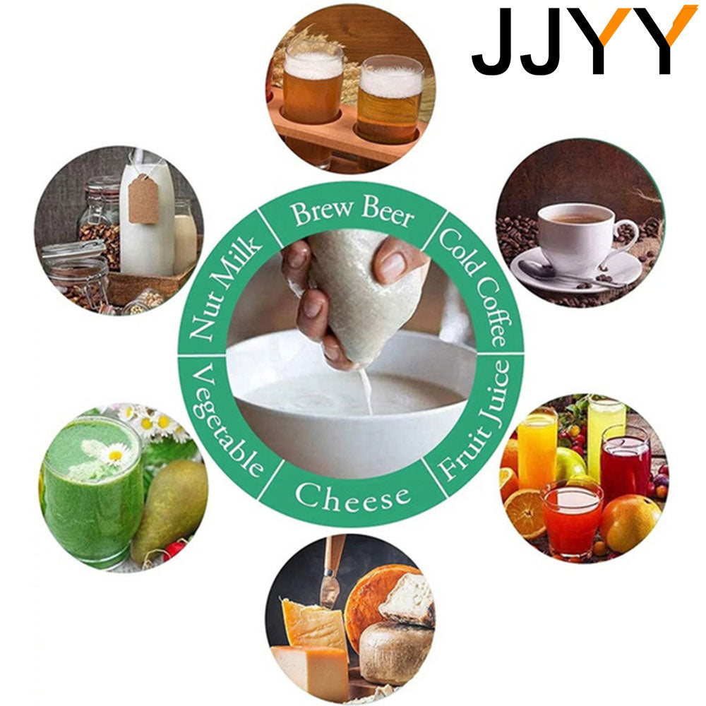 JJYY 100/200/300 Mesh Nylon Filter Nut Milk Bag Net Yogurt Tea Beer Coffee Oil Food Filter Strainers Mesh Kitchen Strainer Bags