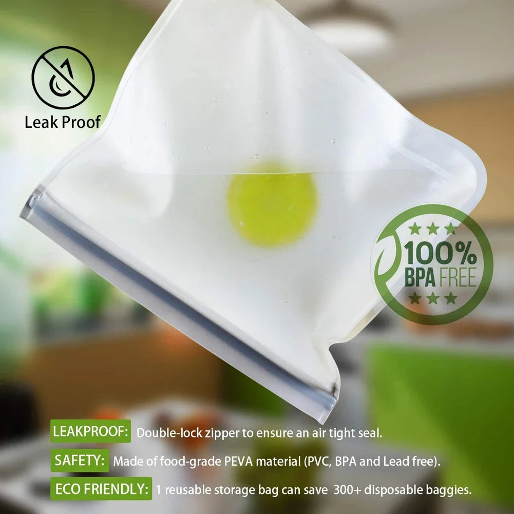 10pcs Silicone Food Storage Containers Leakproof Containers Reusable Stand Up Zip Shut Bag Fresh Bag Food Storage Bag Fresh Wrap