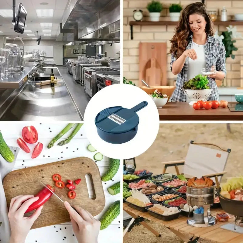 12 In 1 Multi-functional Vegetable Chopper Carrots Potatoes Manually Cut Shred Slicer Radish Grater with Container Kitchen Tools