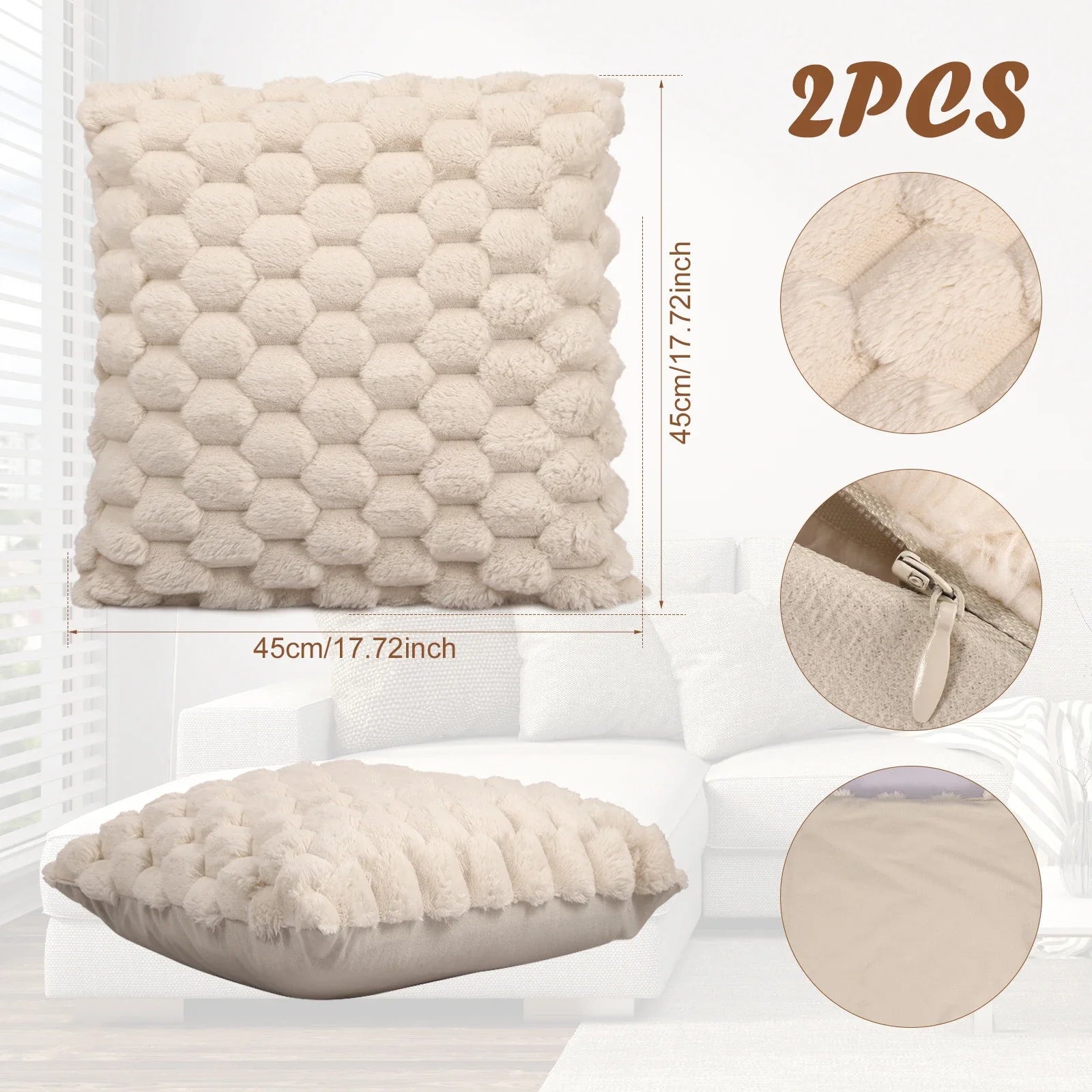 2Pcs Plush Throw Pillow Covers Ultra-Soft Snowflake Velvet Square Cushion Cover Home Decor Comfortable Pillow Cushion Cases