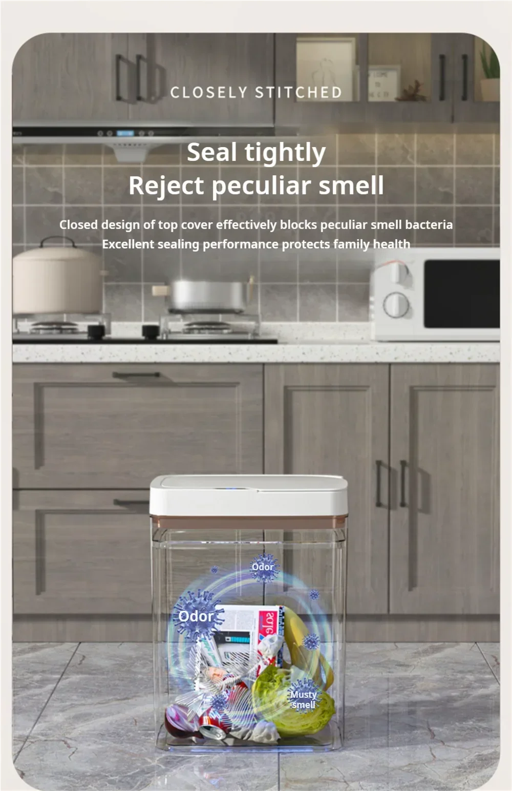 Automatic bagging electronic trash can white non-contact narrow smart sensor trash can smart home 15L smart bathroom trash can