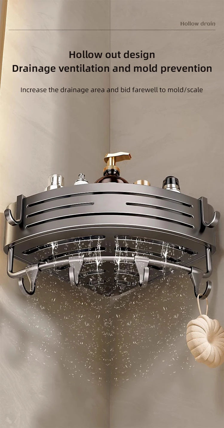 Bathroom Corner Shelf with Plastic Hook Towel Bar