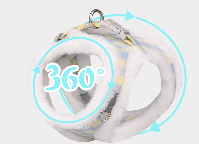 Thicken Fur Puppy Dog Harness and Leash Set for Small Dogs Winter Warm Pet Cat Harnesses Bichon Lead Chain mascotas Accessories
