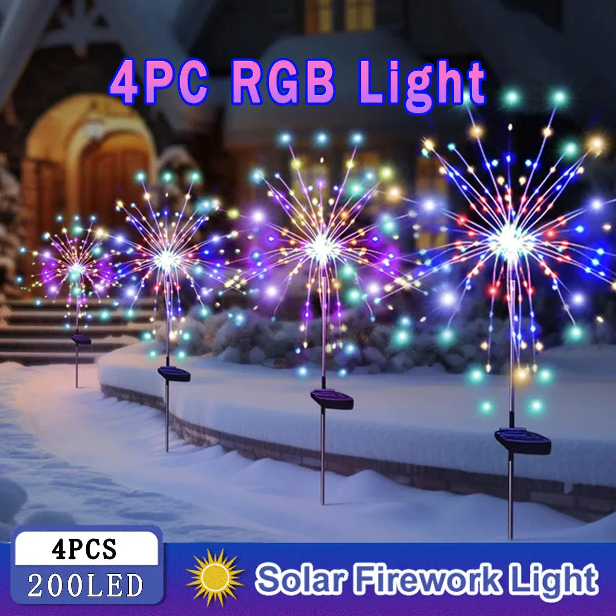 1/2/4 Pack Solar Firework Lights Outdoor Garden Solar Light 8 Lighting Mode DIY Starburst Fairy Light Holiday Decorative Lights