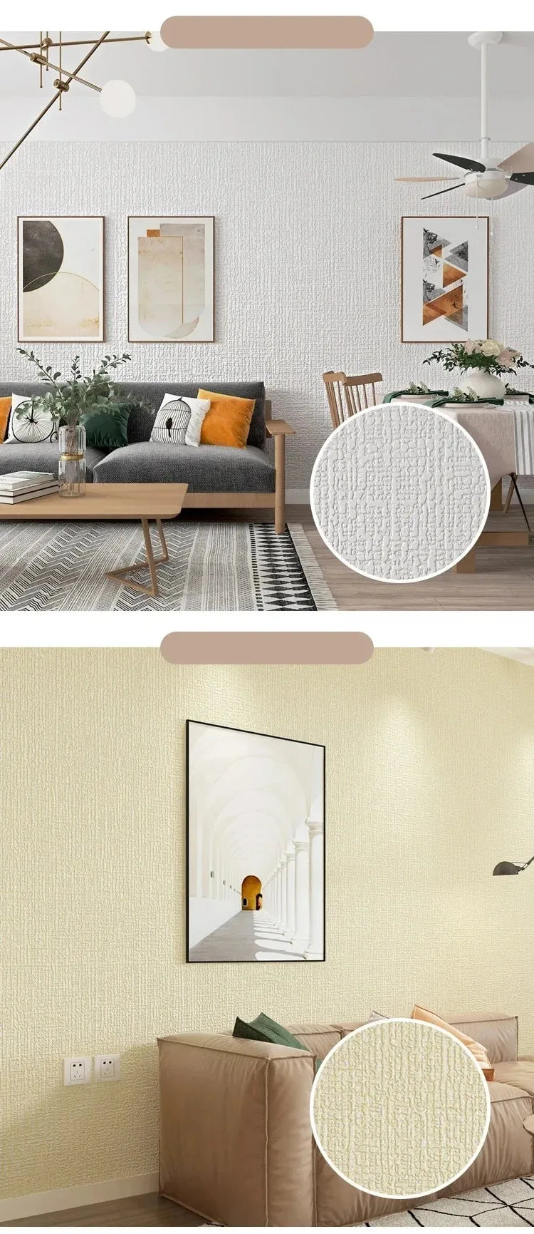 50cmx5m 3D Self-adhesive Wall Wallpaper PVC Thickening Room Flax Waterproof Wall Stickers Kitchen Art Background wall Home Decor
