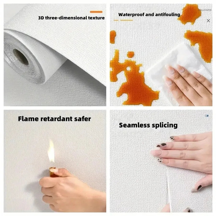 50cmx5m 3D Self-adhesive Wall Wallpaper PVC Thickening Room Flax Waterproof Wall Stickers Kitchen Art Background wall Home Decor