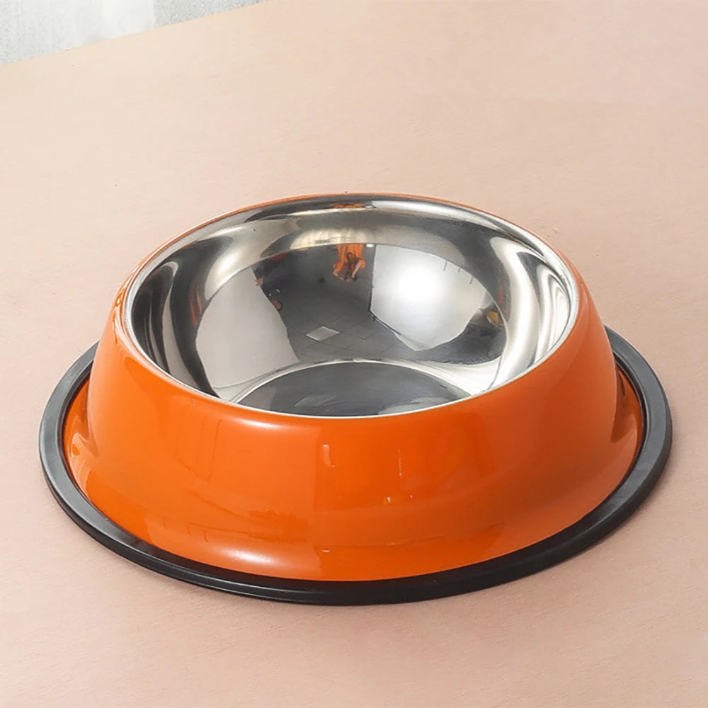 Personalized Custom Name Dog Cat Pet Water Food Bowl Pet Gift Non Slip Rubber Grip Stainless Steel Colored