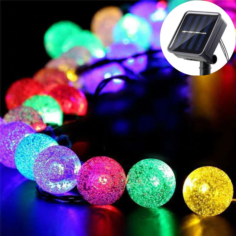 Solar Crystal Globe LED String Lights LED 8 Lighting Modes IP65 Fairy Light Christmas Garland For Garden Party Decor 1pc/2pcs