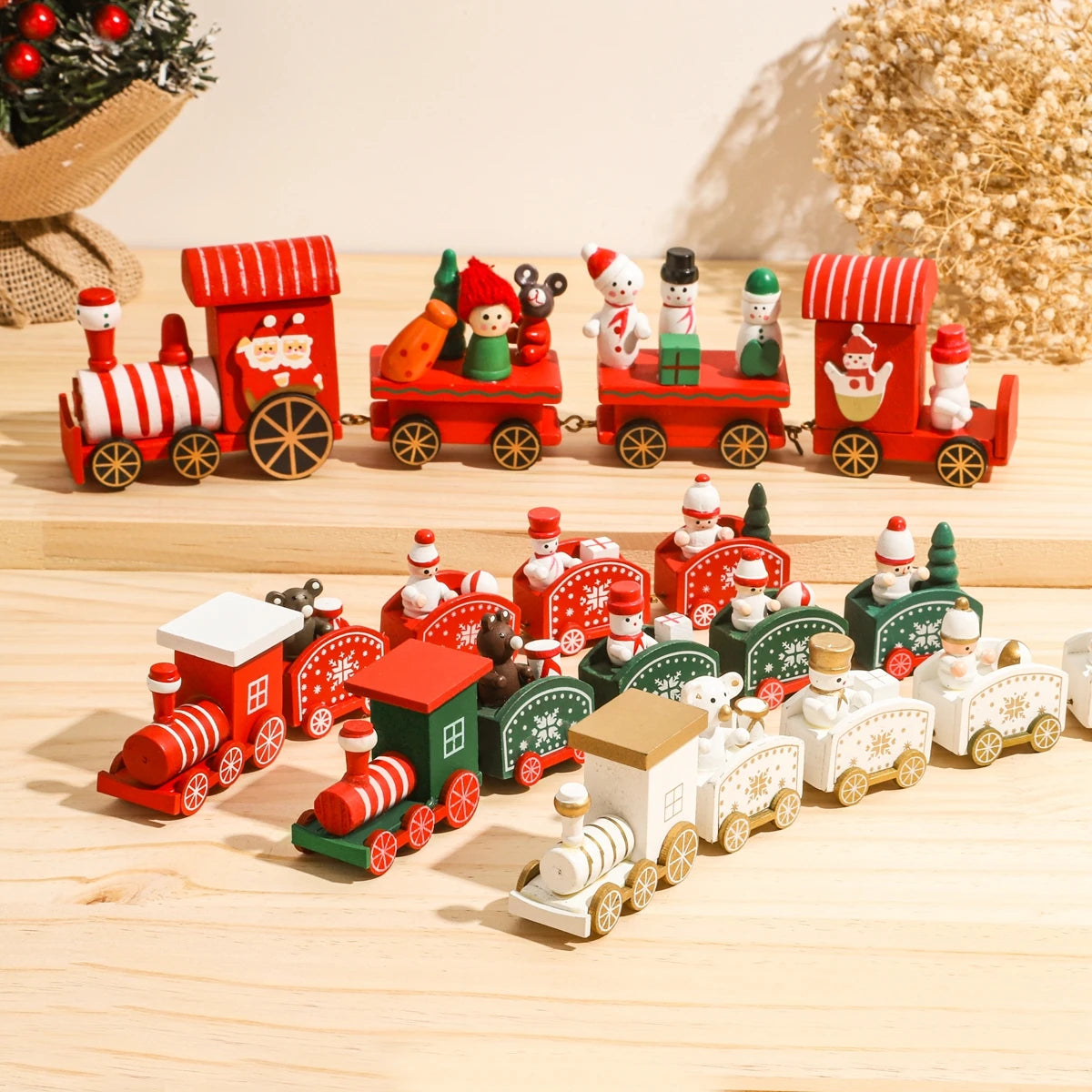 Christmas Wooden Train Merry Christmas Ornaments Christmas Decorations For Home 2024 Xmas Tree Decor Noel Navidad New Year Gifts