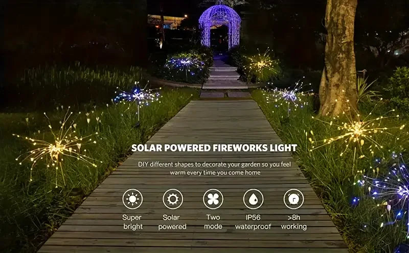 1/2/4 Pack Solar Firework Lights Outdoor Garden Solar Light 8 Lighting Mode DIY Starburst Fairy Light Holiday Decorative Lights