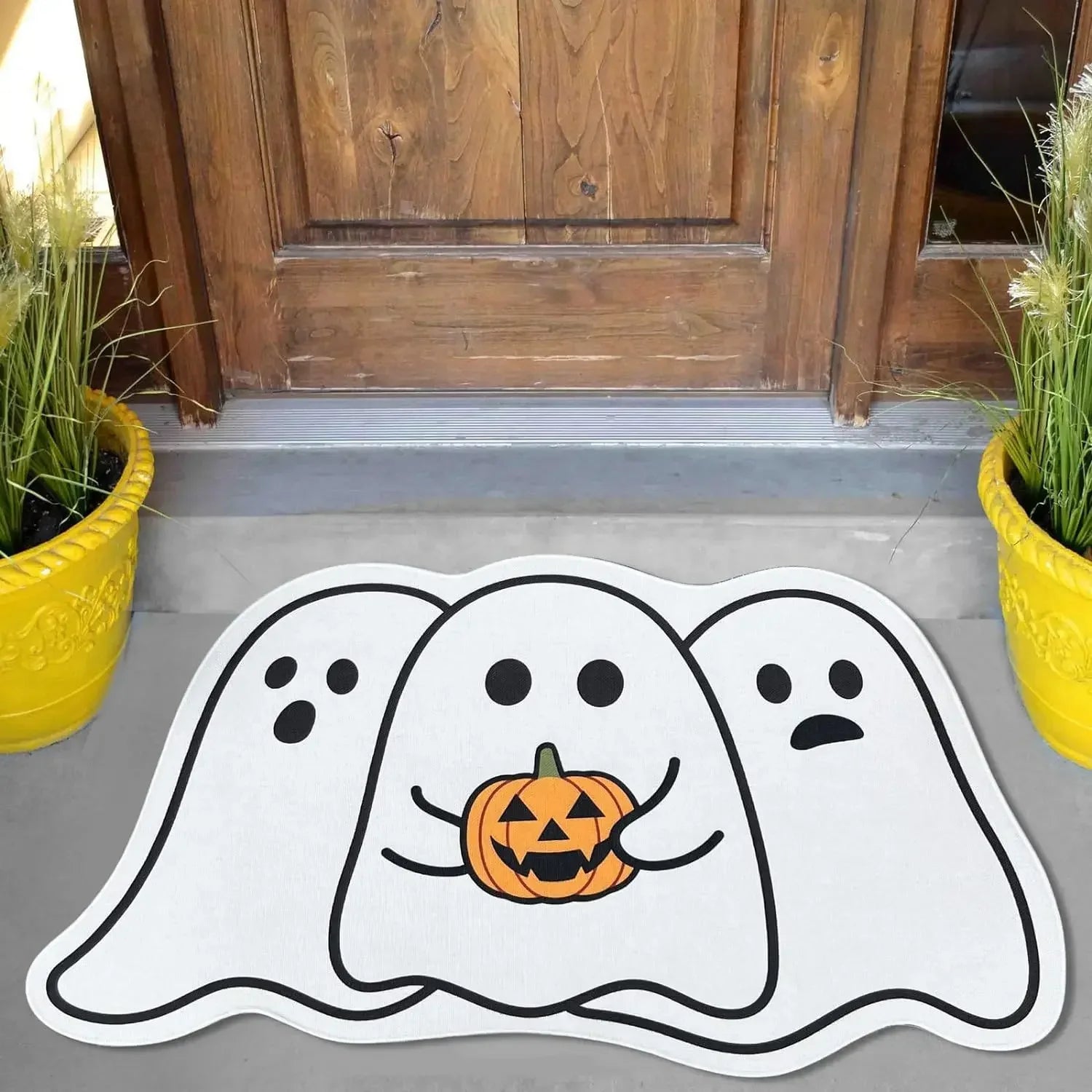 VIKAMA Black Spider Web Halloween Rug Bathroom Halloween Decorative Rug Bath Mat Faux Cashmere Doormat Living Room