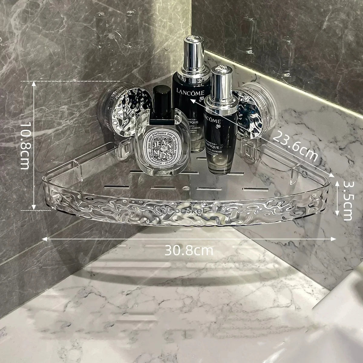 Bathroom Shelf Wall Mount Corner Shower Shelf Suction Cup Shampoo Storage Holder Shower Caddy No Drilling Bathroom Organizer
