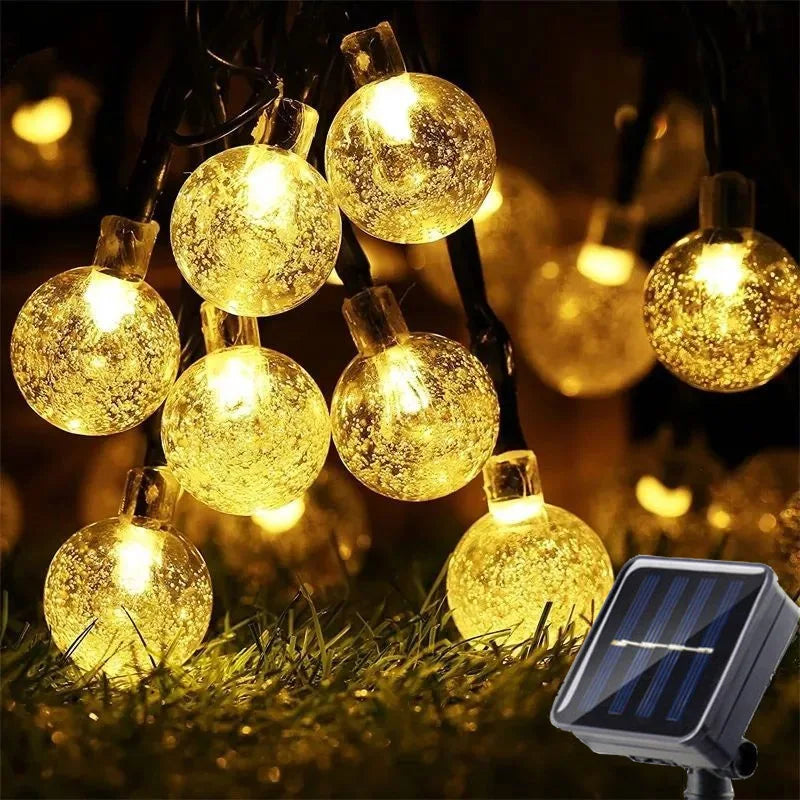 Solar Crystal Globe LED String Lights LED 8 Lighting Modes IP65 Fairy Light Christmas Garland For Garden Party Decor 1pc/2pcs