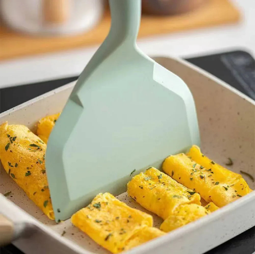 Silicone spatula with wooden handle non-stick pan silicone wide mouth high temperature resistant kitchen silicone frying spatula