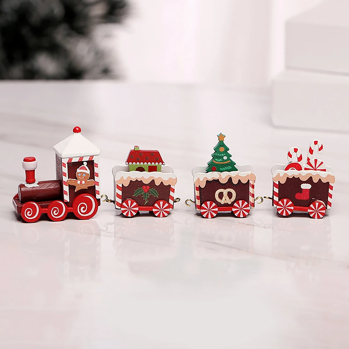 Christmas Wooden Train Merry Christmas Ornaments Christmas Decorations For Home 2024 Xmas Tree Decor Noel Navidad New Year Gifts