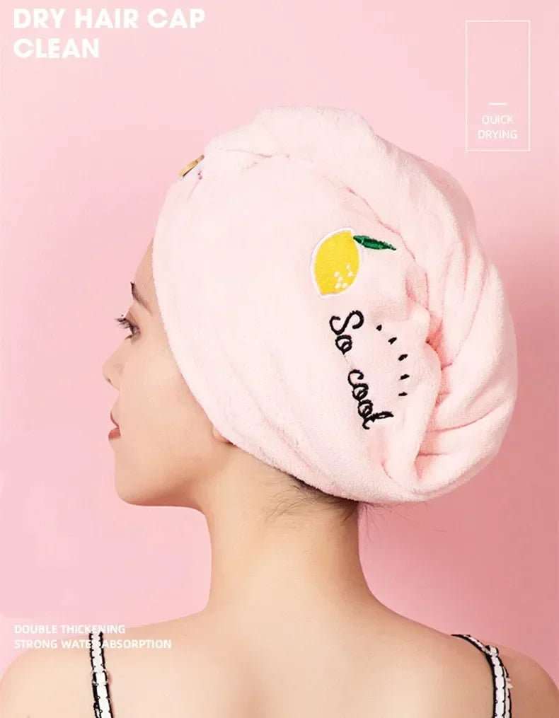 1pc Quickly Dry Hair Hat Super Absorbent Soft Bathroom Women Head Towels Girls Cute Hair Towel Hair Dry Wrap Bonnets