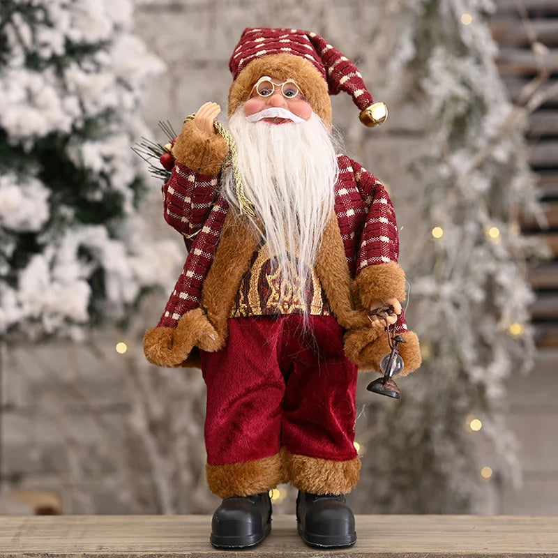 Christmas Santa Claus Toy With Gift Bag Stand Santa Claus Decor Resin Mini Holding Presents Home Navidad Party Ornaments 2024