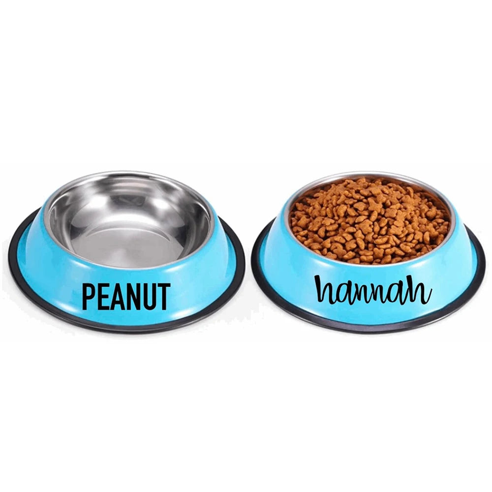 Personalized Custom Name Dog Cat Pet Water Food Bowl Pet Gift Non Slip Rubber Grip Stainless Steel Colored