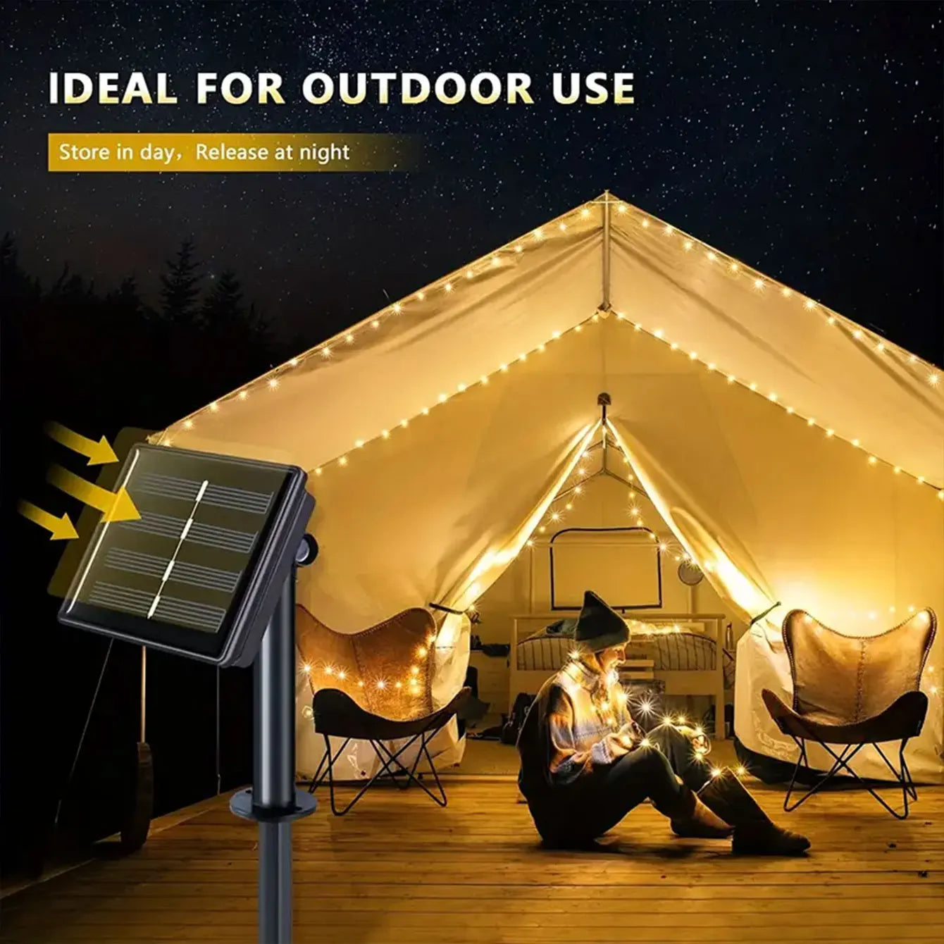 300LED Solar String Lights Solar Outdoor Lights 8 Lighting Modes Waterproof Fairy Lights for Tree Garden Patio Copper Wire Light