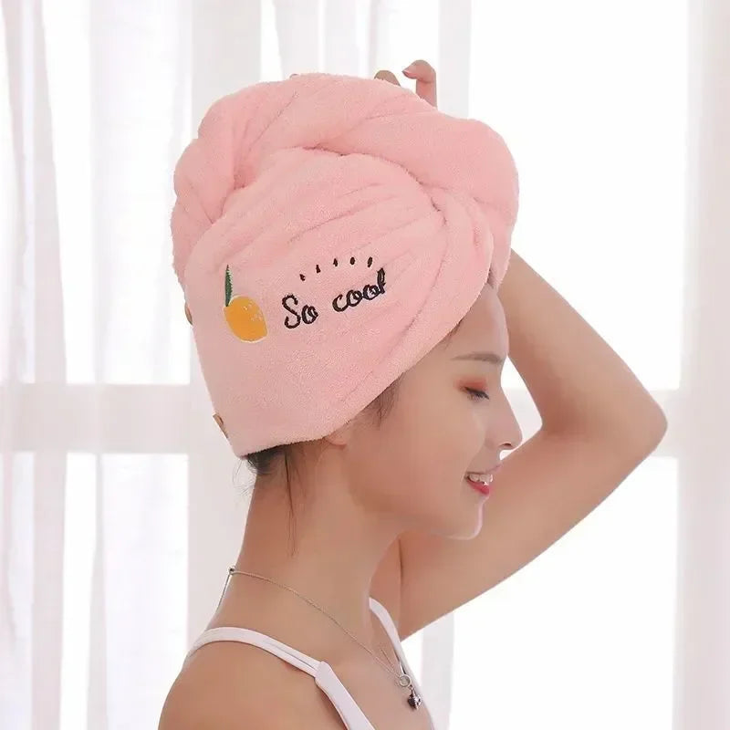1pc Quickly Dry Hair Hat Super Absorbent Soft Bathroom Women Head Towels Girls Cute Hair Towel Hair Dry Wrap Bonnets