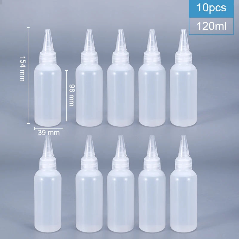 2/510pcs 30/60/100/120ML Squeeze Bottle for Sauce Plastic Squirt Container Refillable Bottle with Cap for Kitchen Glue Container