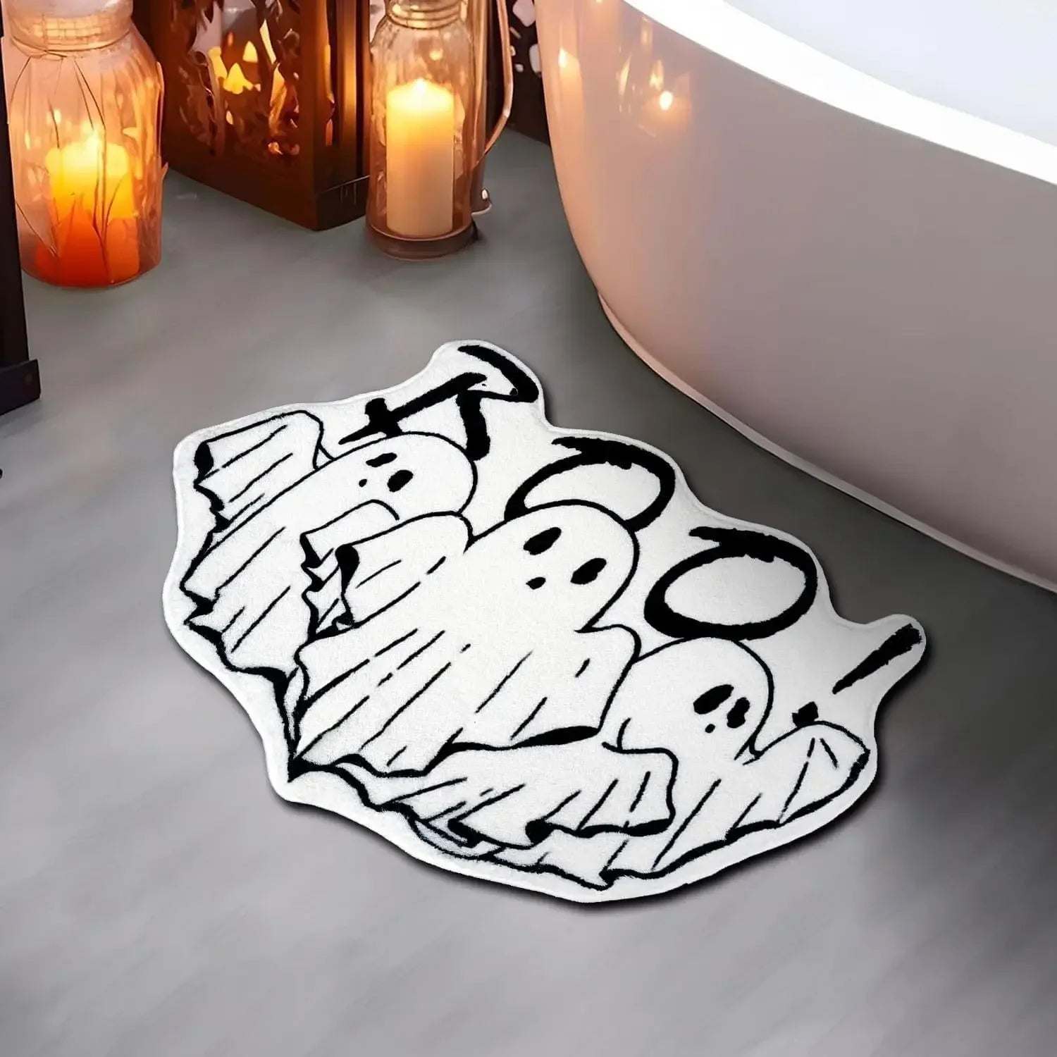 VIKAMA Black Spider Web Halloween Rug Bathroom Halloween Decorative Rug Bath Mat Faux Cashmere Doormat Living Room