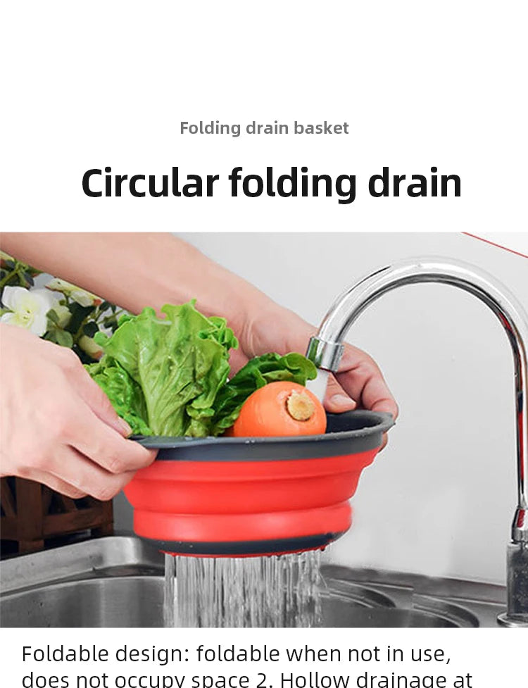 Folding Silicone Drain Basket Fruit Vegetable Washing Basket Foldable Strainer Colander Collapsible Drainer