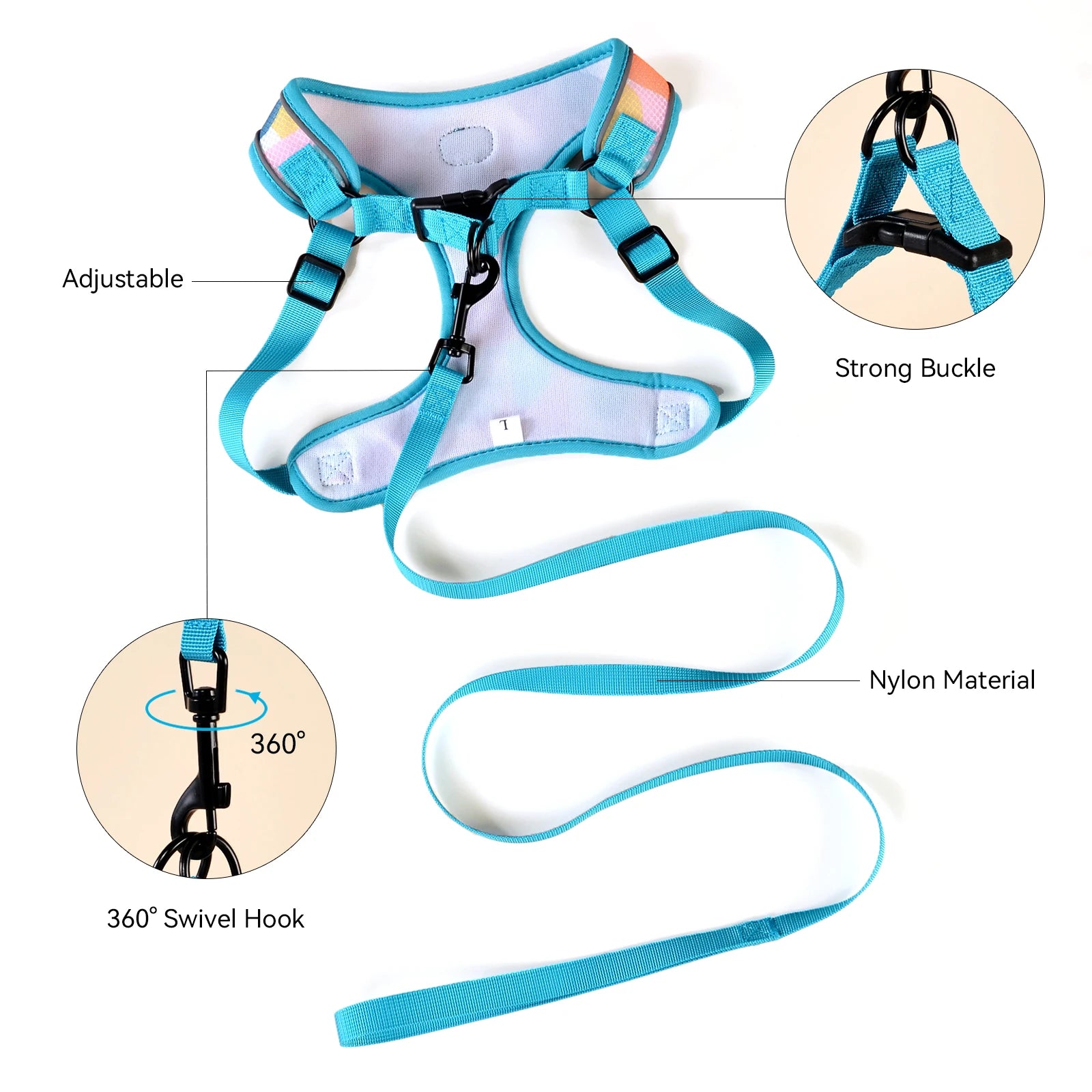 3Pcs/Set Cute Print Adjustable Luxury Design Pet Harness&Leashes&Poop Bag Holder For The Cat And Dog Walking