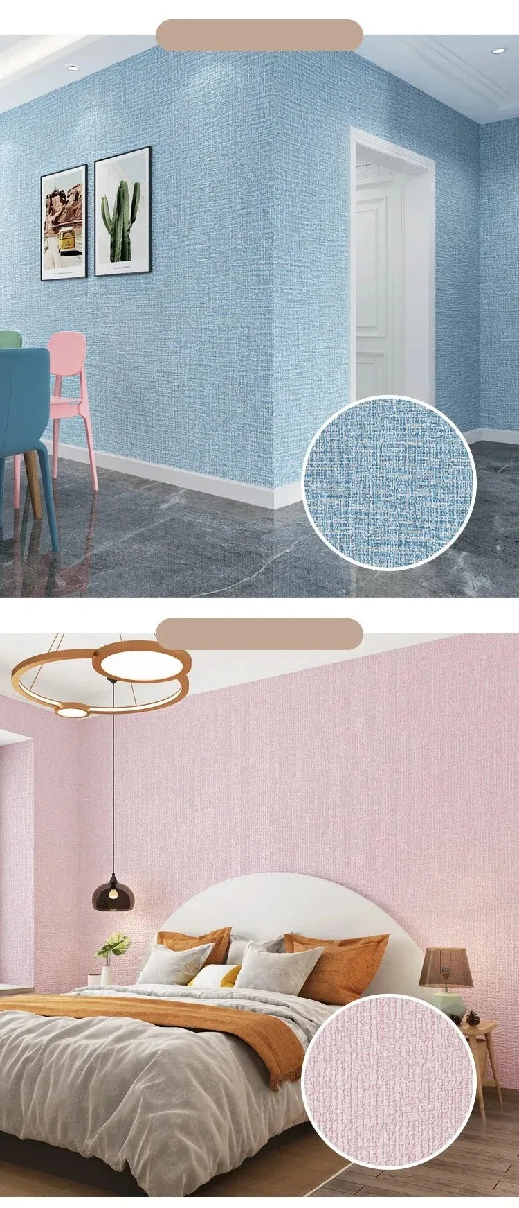 50cmx5m 3D Self-adhesive Wall Wallpaper PVC Thickening Room Flax Waterproof Wall Stickers Kitchen Art Background wall Home Decor