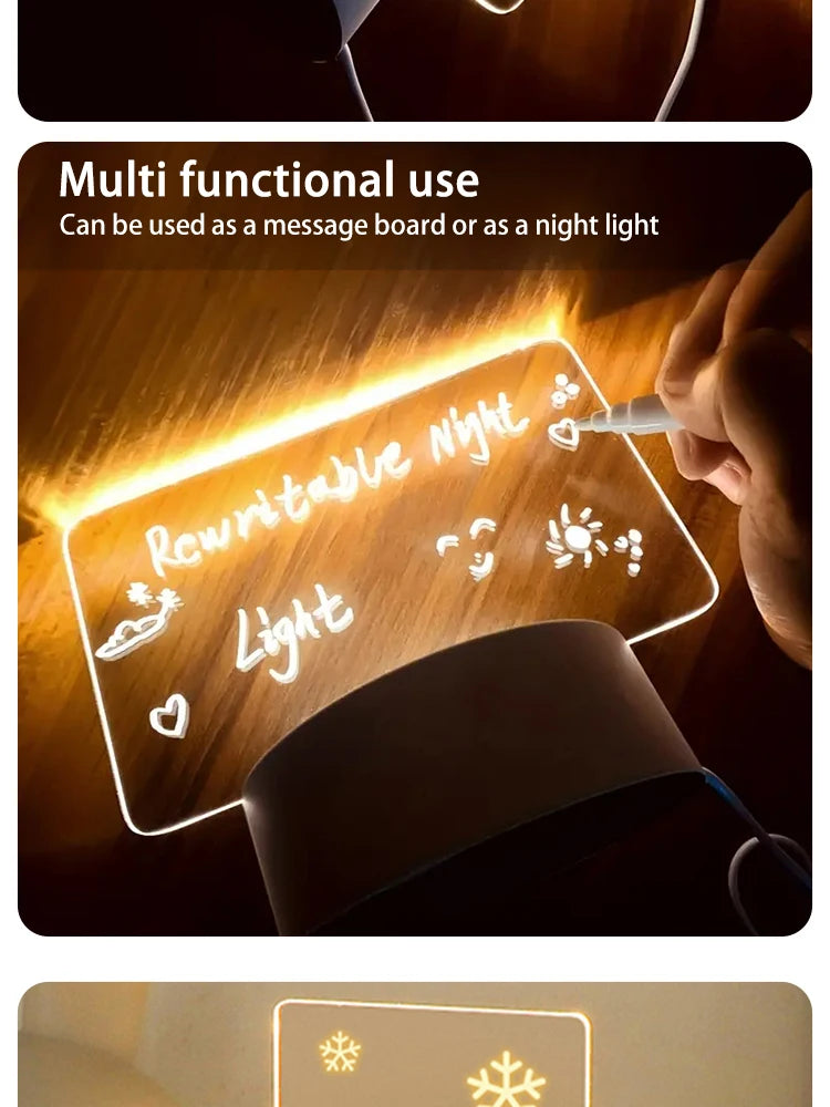 Creative LED Writing Board Notepad, 3D Visual Desk Lamp, Girlfriend Gift, Handmade Writing Board Decorative Ornament Acrylic