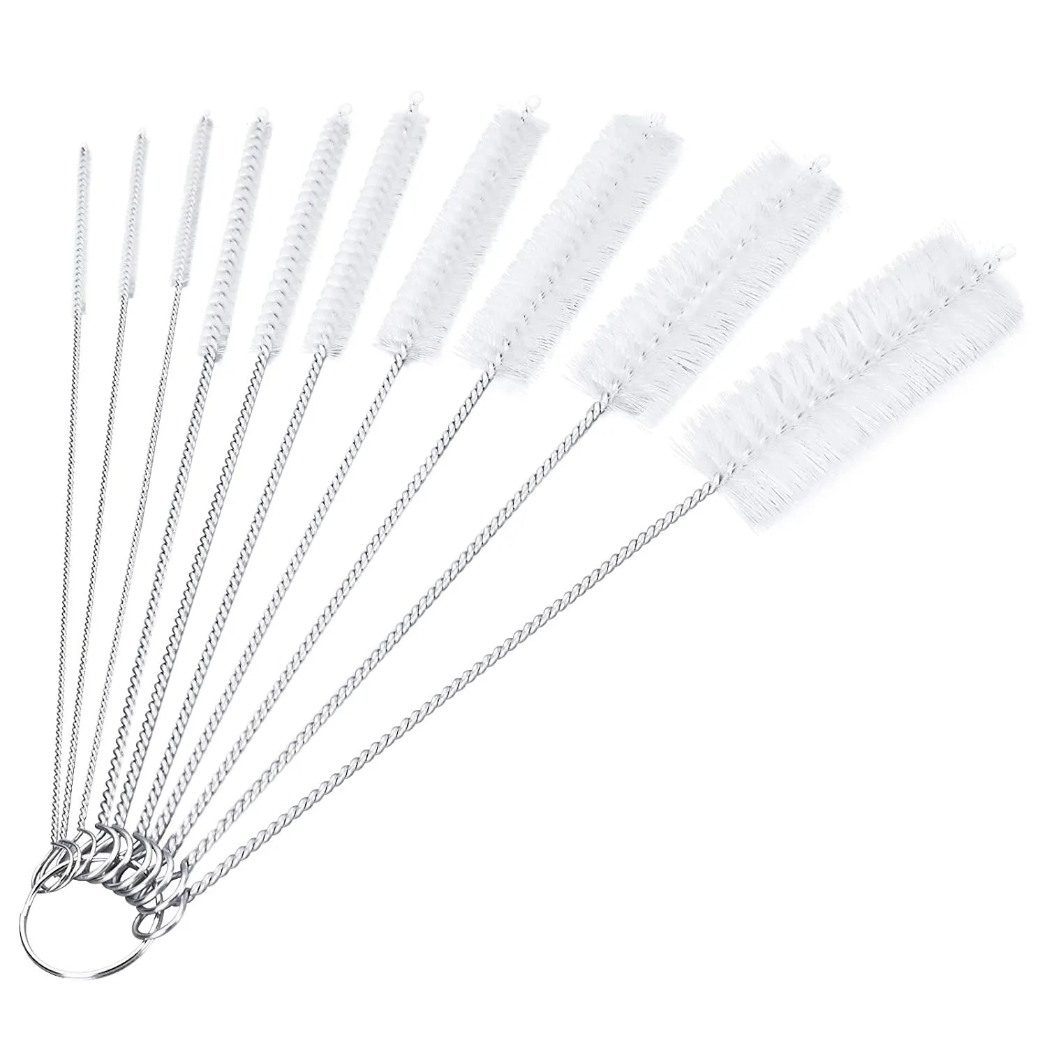 10Pcs/Set Multifunctional Portable Stainless Steel Household Bottle Brushes Cleaner Glass Washing Tube Cleaning Brush Set